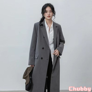 長版風衣女超長西裝外套新款大衣春秋秋裝外衣上衣開衫秋衣西服韓版簡約通勤穿搭寬鬆休閑長款西裝外套oversize氣質百搭