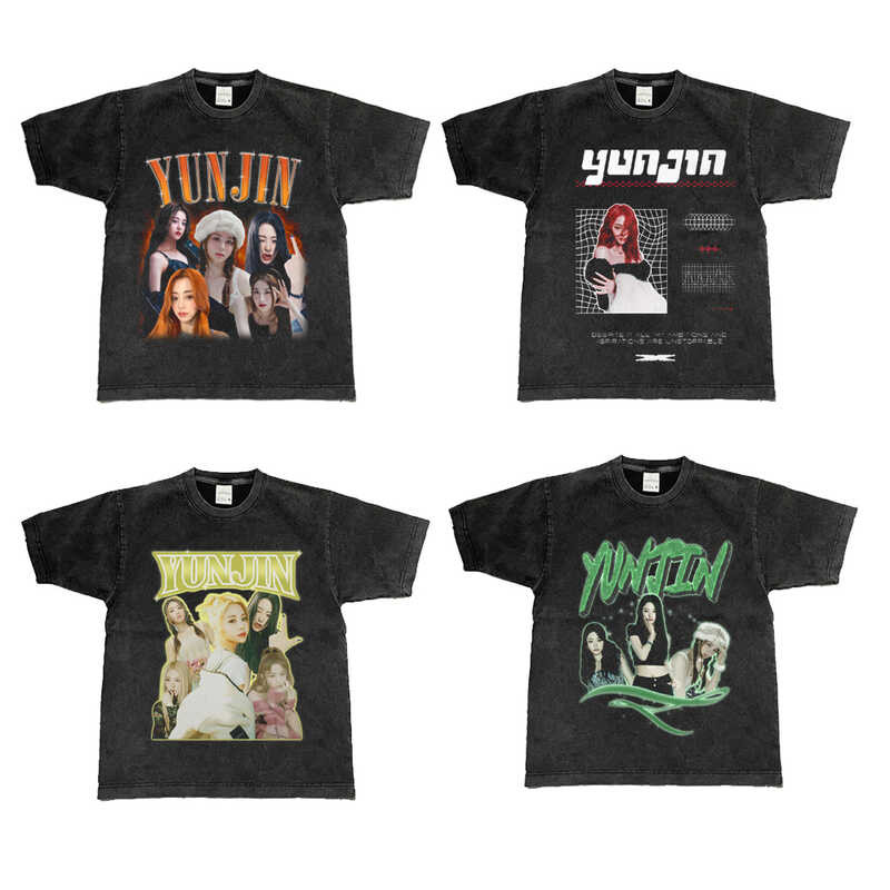 明星同款 明星周邊 應援T恤 LE SSERAFIM成員 禮物 許允真Yunjin人物印花短袖 粉絲應援韓系百搭T恤