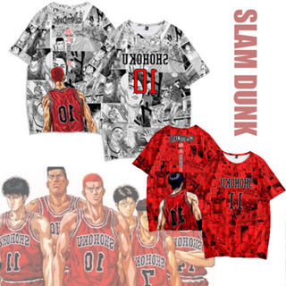 SLAM DUNK 男式 T 恤短袖棉質上衣動漫櫻木楓木寬鬆休閒 T 恤加大碼運動衫