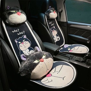 【四季適用】可愛卡通壞貓咪毛絨汽車頭枕車用腰靠座椅靠枕安全帶車用內飾用