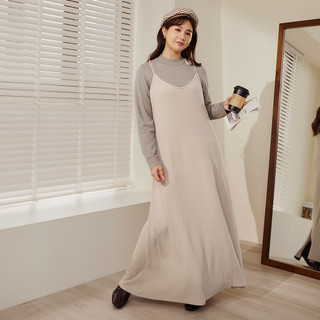 OB嚴選 雲朵自訂款-彈力坑條單肩綁帶後開衩洋裝 《DA10204》