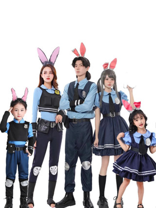 新款 兒童表演 cos 舞臺 兔子警官衣服兒童服洋裝朱迪兔蘿莉塔男女童表演服春夏秋冬髮箍