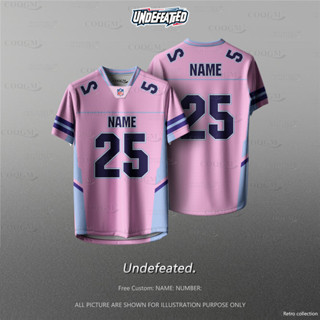 【免費自定義名稱和編號】UND 2025 風格 NFL 版球衣昇華街頭時尚男女 T 恤 2