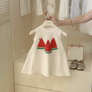現貨 新品熱賣 女寶寶可愛洋裝 【店鋪熱銷】公主裙夏季新款女童洋氣可愛印花洋裝寶寶時髦百搭背心裙洋裝