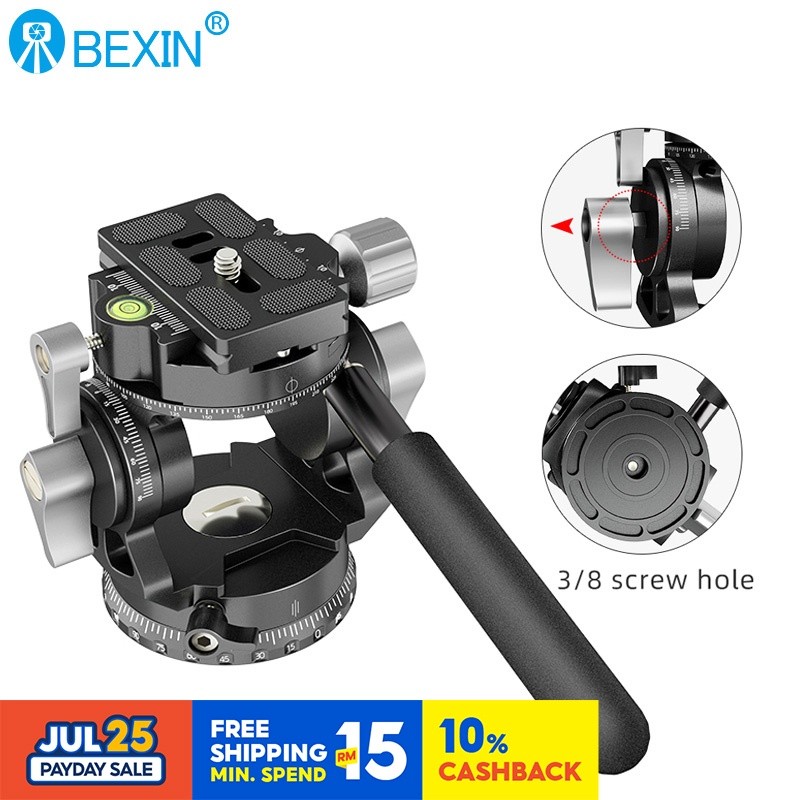 ♞,♘,♙Bexin 單反相機手柄液壓萬向節燈和方便的阻尼全景夾座雲台, 專用於觀鳥
