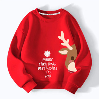 三隻熊🐻/親子服裝/母女裝/韓國正韓親子裝/全家福裝/ Christmas聖誕節卡通印花紅色衛衣寬鬆童裝親子麋鹿上衣