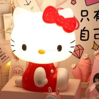 新款 矽膠燈小夜燈北歐兒童卡通小白hellokitty貓咪LED節能夜燈臺燈家居擺件氛圍燈床頭燈睡眠燈拍拍燈 KYHP