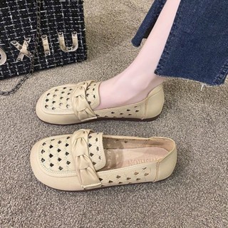 現貨 新品熱賣 媽媽透氣一腳蹬樂福鞋 【美觀大方】夏季軟底一腳蹬媽媽單鞋豆豆鞋平底防滑防臭寬鬆樂福鞋