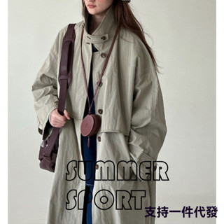 【SUMMER】2025年寬鬆休閒復古豐立領寬鬆廓形長款風衣外套女秋款小眾設計JH