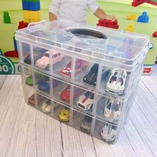 Hot Wheels Domeka 玩具車模型收納盒透明合金汽車收納盒積木零件零件分離 B