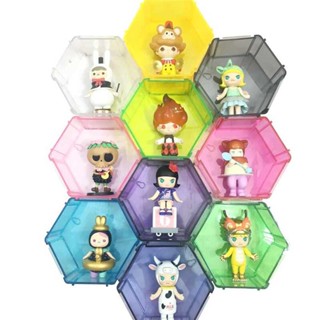 泡泡瑪特收納盒 亞力克收納櫃盒 六角邊形盲盒展示盒透明圓形模型菱形手辦公仔人娃收納防塵SP茉莉 5d4