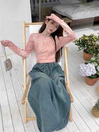 現貨 新品熱賣 女生泫雅風網紗透視防曬上衣 【1573人收藏】純欲風泫雅風網紗防曬長袖T恤女2025夏季緊身顯瘦別緻絕美