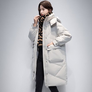 [韓潮依】 衣鴨鴨羽絨服女冬中長款過膝韓版時尚寬鬆加厚白鴨絨媽媽裝外套
