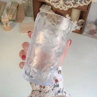 冰川玻璃杯高顏值水杯果汁飲料杯子ins風樹紋酒杯咖啡杯啤酒杯