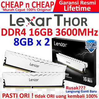 ♞,♘Lexar 雷神套件 DDR4 16GB 白色 3600MHz PC28800 8GBx2 Ram PC 記憶體臺式