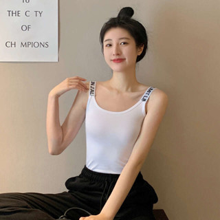字母小吊帶棉內搭美背打底背心女夏季薄款修身百搭網紅外穿潮