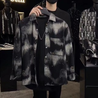 【現貨】短版上衣 男士秋季新款時尚休閒百搭印花個性韓版潮流夾克襯衫外套 大尺碼 T恤大學T 短袖