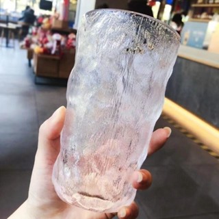 冰川玻璃杯家用日式水杯ins高顏值早餐高檔啤酒杯果汁咖啡泡茶杯