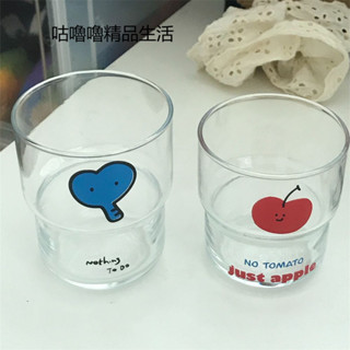 小容量玻璃杯 可愛小眾個性印花玻璃杯 夏季果汁杯 情侶款對杯 禮盒裝伴手禮咖啡杯