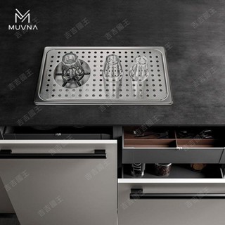 臺灣熱銷MUVNA奶茶咖啡吧臺嵌入式自動高壓洗杯器304不銹鋼商用沖洗濾水槽