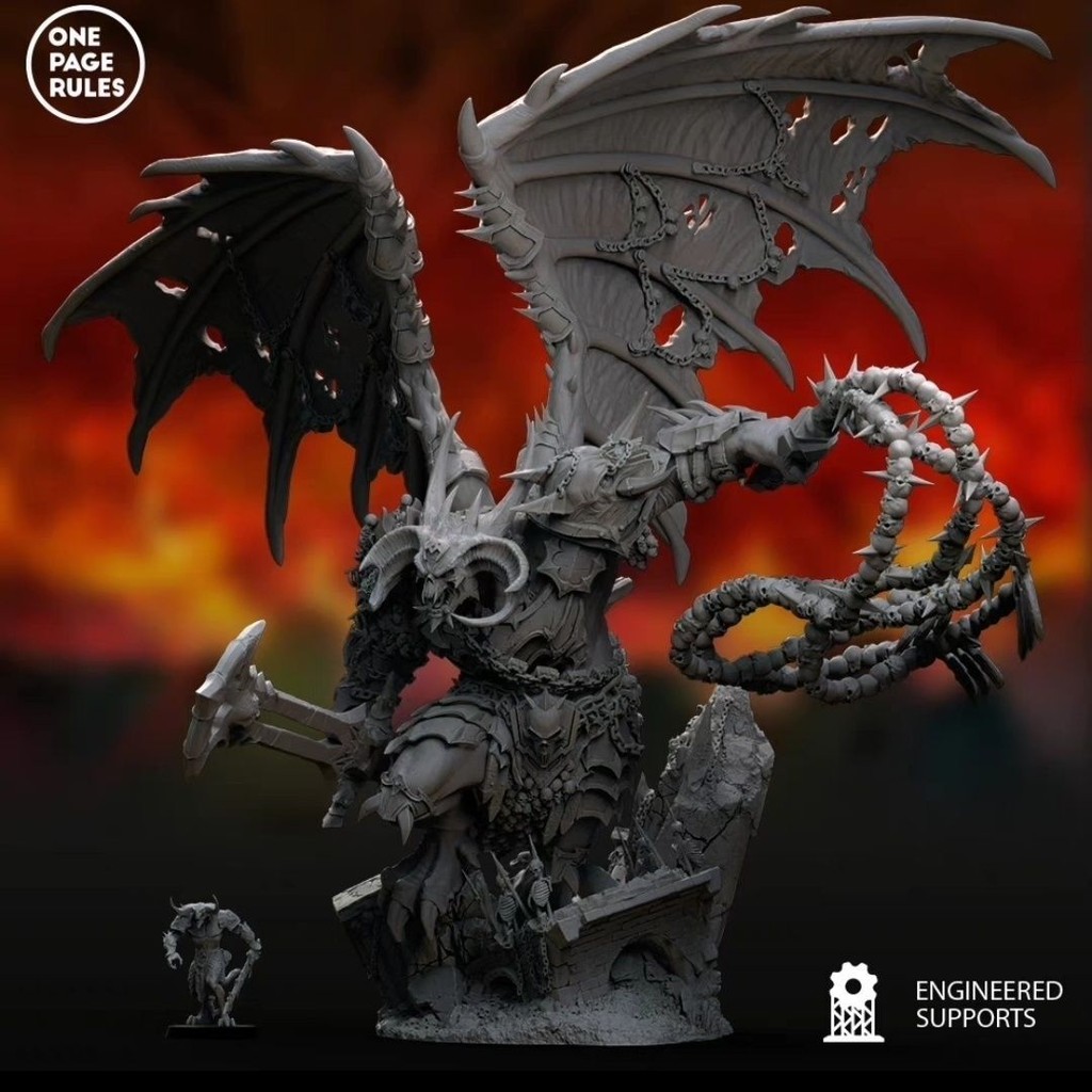 戰錘aos第三方戰錘比拉克惡魔王子120mm受詛咒者混沌惡魔王子白模