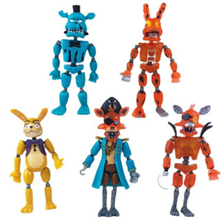 5-6Pcs/Set FNAF安全漏洞五個夜間動作人物聯合可移動辦公桌裝飾儀表板玩具可拆卸的Bonnie Foxy Fa