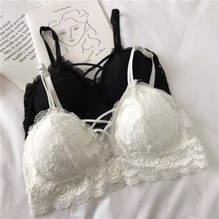 🚀3h出貨🚀 夏蕾絲美背交叉後排三扣抹胸吊帶背心無鋼圈聚攏內搭帶胸墊內衣女