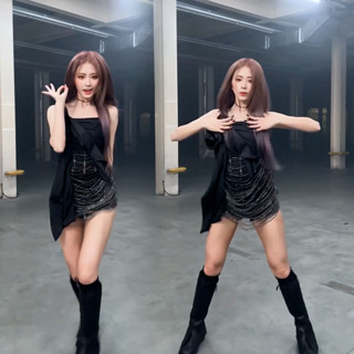 twice周子瑜女團同款run away打歌服ds表演服閃亮鑽性感舞臺服裝