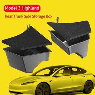 適用於 2024 年特斯拉 Model 3 Highland 後備箱左側儲物箱帶蓋尾箱收納盒隔板裝飾