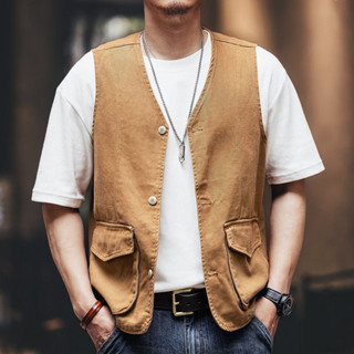 現貨速發 夏季薄款美式工裝牛仔馬甲男潮流寬鬆男士無袖美拉德背心外套 全店免運 大尺碼