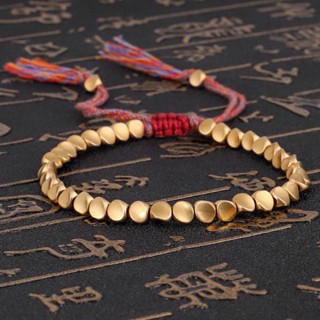 新品 速發 復古祈福文玩 手鍊 手工編織 銅珠子 情侶 手鍊 幸運 手鍊 藝文 手鍊女