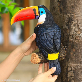 新品推薦 戶外庭院花園擺飾擺設假鳥模擬大嘴鳥陽臺鸚鵡動物樹掛田園林裝飾