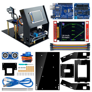 ♞,♘,,Lafvin 模擬雷達超聲波傳感器 DIY 機器人套件,適用於 Arduino,帶 UNO R3、1.8" T