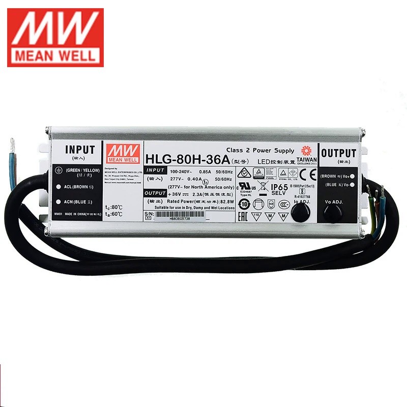♞Mean WELL LED驅動器HLG-80H-42A 42V LED開關電源110V/220V AC轉42V DC