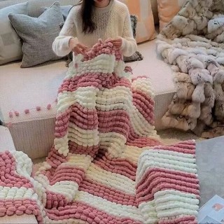 【臺灣出貨 】大球球線編織蓋毯 粗毛線diy 手作解悶手工毯子 坐墊毛毯材料包 手工編織毯子