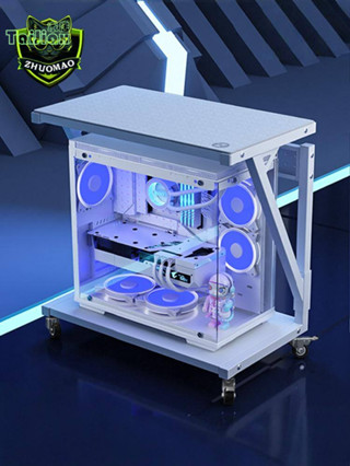 【現貨免運】 白色海景房海盜船工作室PS5收納大桌上型電腦主機箱可移動置物托架