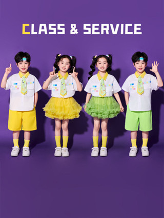 現貨 舞蹈服 表演服 六一兒童表演服裝小學生啦啦隊襯衫表演服幼兒園合唱舞蹈班服套裝