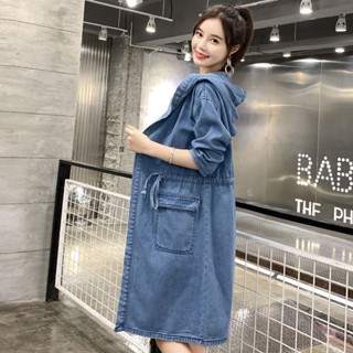 【2.3萬人收藏】春秋裝牛仔外套女中長款2023春季新款韓版百搭寬鬆BF休閒百搭風衣