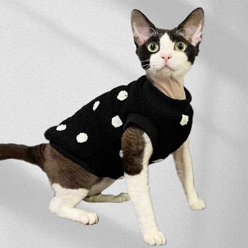 【catbeauty寵物館】 小八總無毛貓德文捲毛貓斯芬克斯秋冬季保暖寵物衣服刷毛加厚短袖