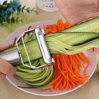 2 合 1 不銹鋼土豆黃瓜胡蘿蔔刨絲器削皮器蔬菜水果削皮器蔬菜切片機高品質廚房工具