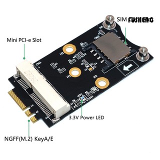 ♞[FUS] Mini PCI-E轉M.2（NGFF）Key AE適配器 帶SIM卡卡槽 支援micro/nano SI