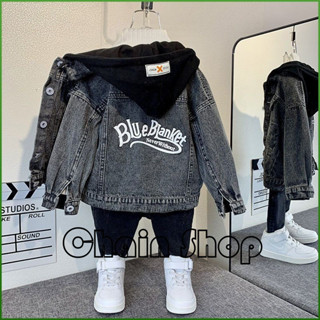 【ChainBaby】男童牛仔外套 兒童連帽牛仔外套 兒童刷毛外套 男童春秋外套 中大童加厚外套 男童休閒外套 洋氣連帽