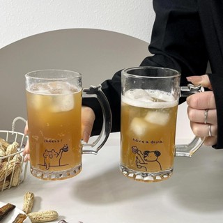 啤酒杯 大容量玻璃杯 家用玻璃杯 把手玻璃杯 果汁杯 飲料杯 咖啡杯