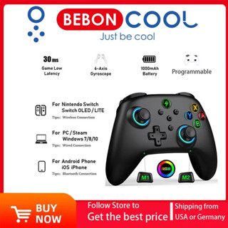 ♞,♘BEBONCOOL RGB 遊戲手柄適用於 PC/Nintendo Switch/Android/iOS 多係統遊