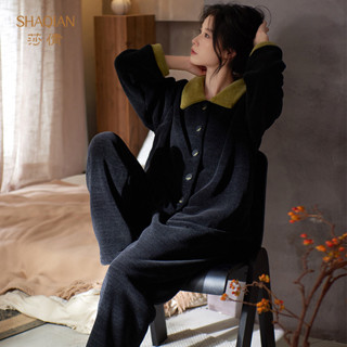 ♞【女士睡衣家居服好物優選】莎倩冬季睡衣女2024年新款一件式絨家居服加厚刷毛珊瑚絨可外穿套裝