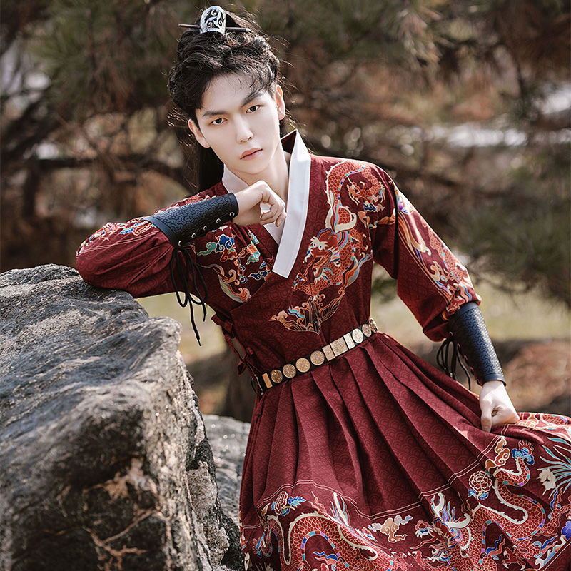 新品熱賣 原創漢服 男明制國風套裝 國風飛魚服 錦衣衛日常漢服 非古著 漢服套裝