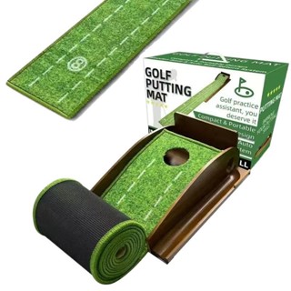 木質高爾夫單孔推桿練習器 帶回球軌道 尼龍毯GOLF練習用品