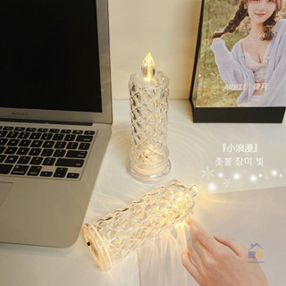臺灣出貨 ins模擬蠟燭燈 浪漫電子小夜燈 玫瑰花瓣氛圍燈 朋友生日禮物送女生