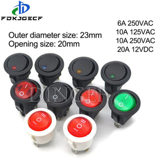 1PCS 圓形翹板開關 LED 發光汽車儀表板儀表板船廂開/關 12V 24V 6A 250V 10A 125V 2PI