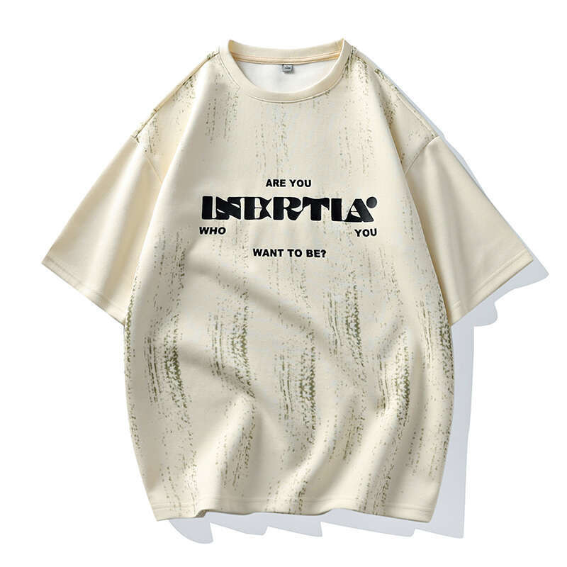 🔥台灣現貨速發！夏季男潮流寬鬆冰絲T恤 提花透氣涼感 學生/小資男首選｜蝦皮熱銷｜潮牌五分袖上衣｜健身房穿搭必備